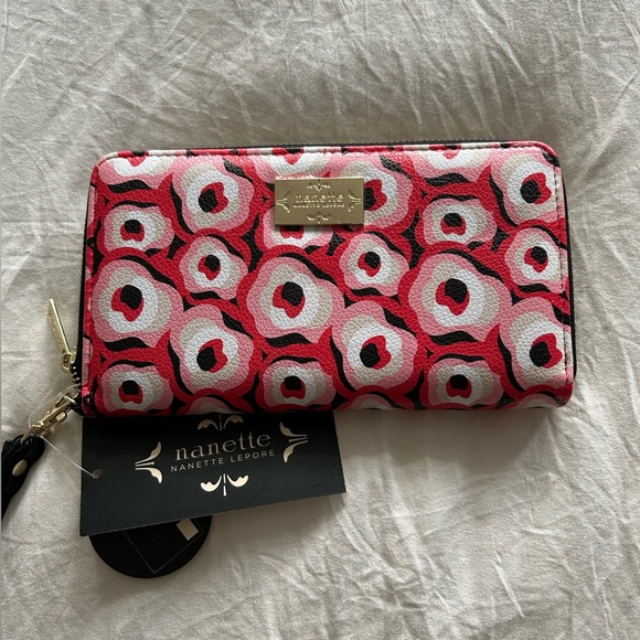 Nanette Lepore Accessories - Nanette Lepore Pink and Black Large Zippy Wallet